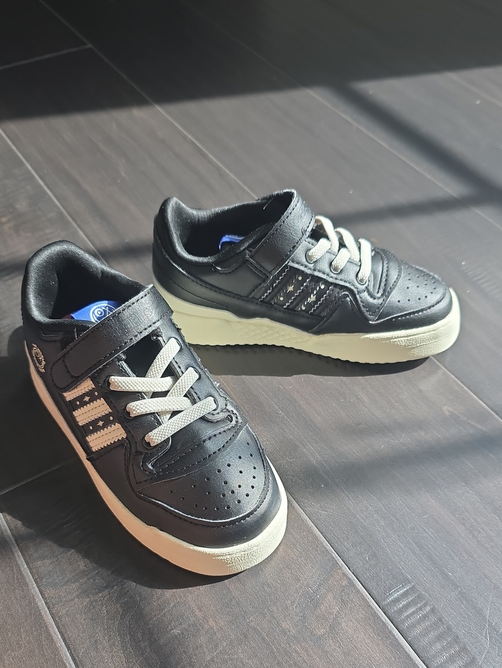 Adidas Kids Black Lace-Up Velcro Casual Sneakers